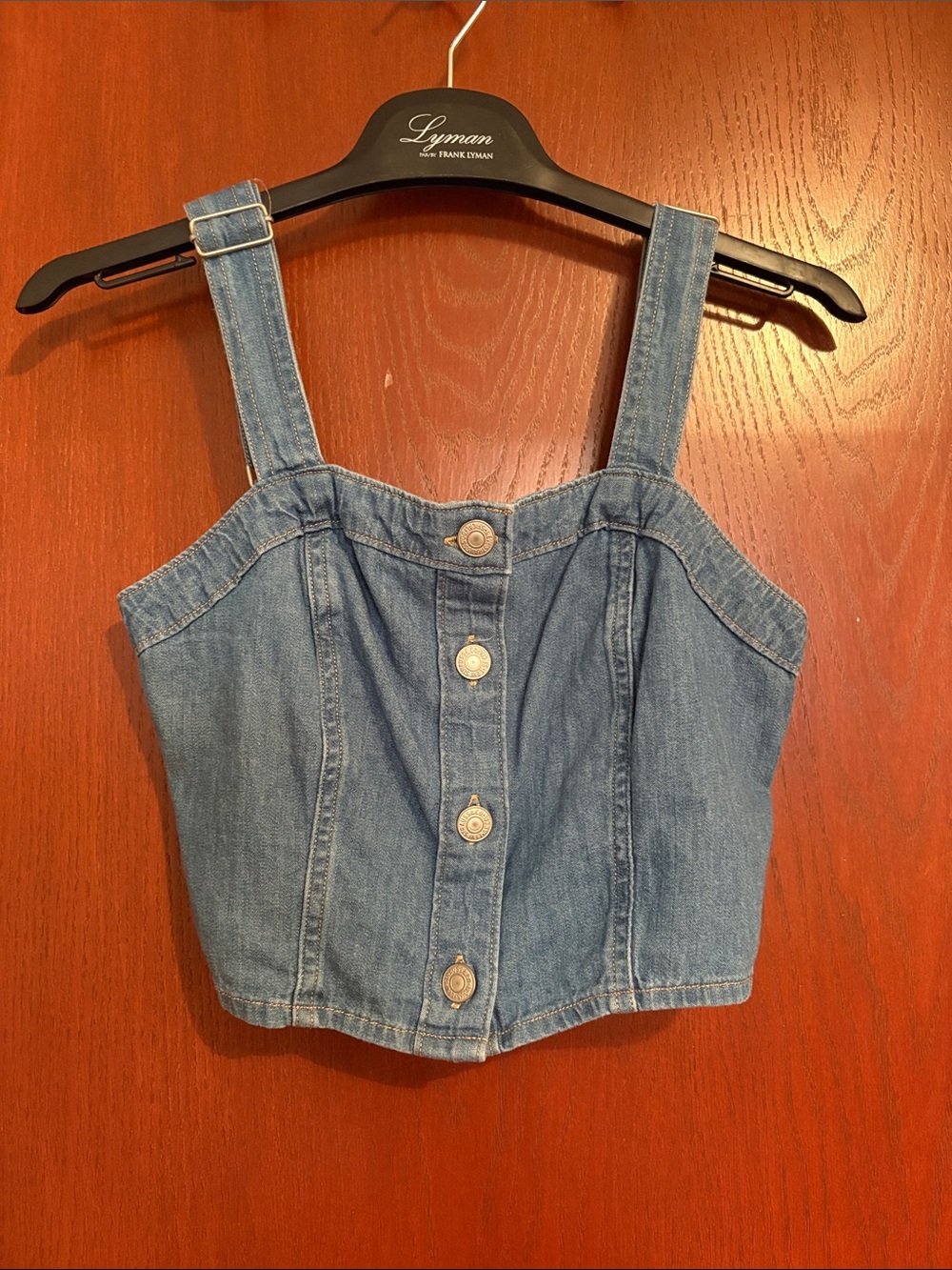 Levi's Light Blue Denim Button-Front Crop Top
